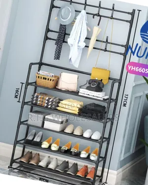 Nunix Multi‐Function Shoe Rack With Coat, Cap Scarf Hanger