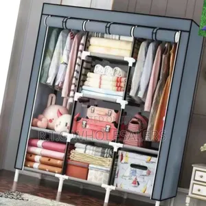 3-Column Portable Wooden Wardrobe – Sturdy Spacious