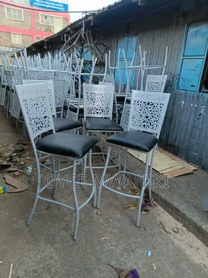 High Bar Chairs, Powder Coated White Frame