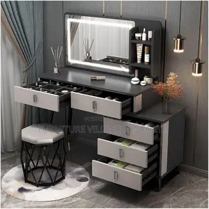 Dressing Table; Modern Vanity Desk With Led Mirror