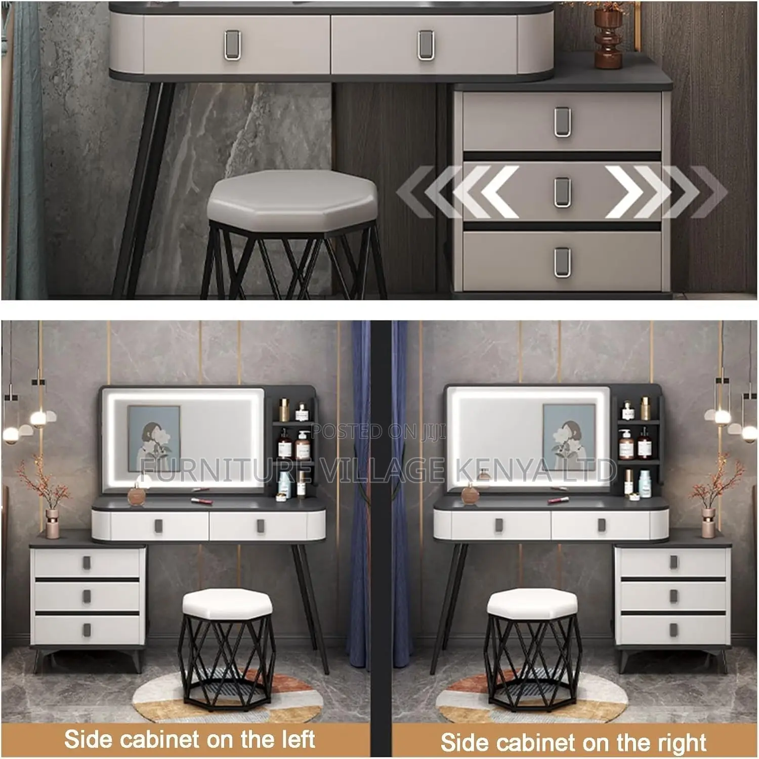 Dressing Table; Modern Vanity Desk With Led Mirror