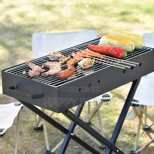 Outdoor Camping Folding Barbeque Grill With Manual Air Blower
