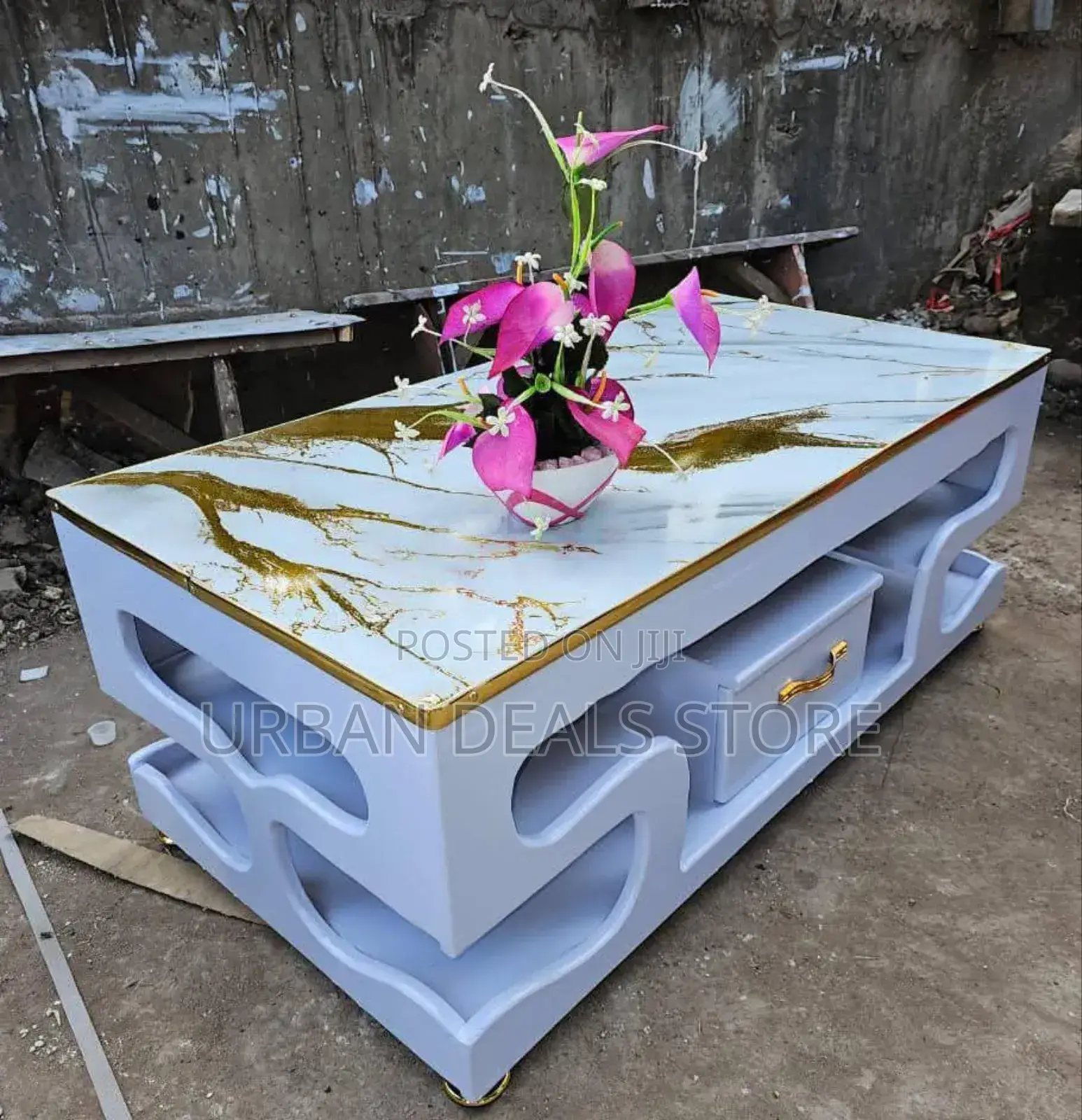 White Coffee Table With Marble Topping