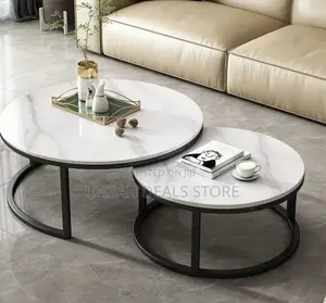 Modern Luxury 2-in-1 Pure Marble Nesting Tables