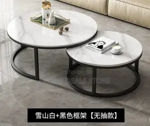 Modern Luxury 2-in-1 Pure Marble-Style Top Nesting Tables