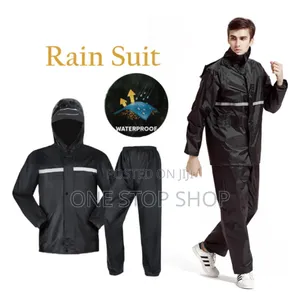 2in1 Split Mens Rain Reusable Outdoor Jacket With Pockets And Trouser