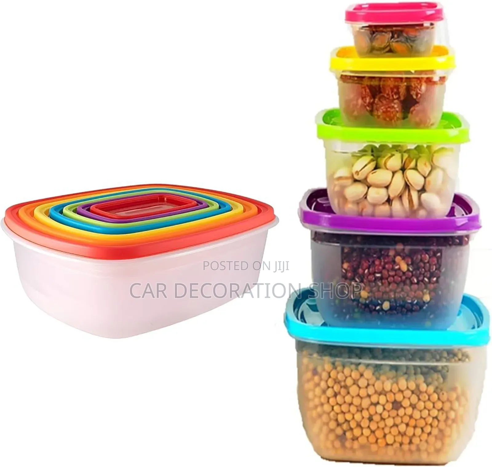 5pc Square Containers Plastic Food With Lids