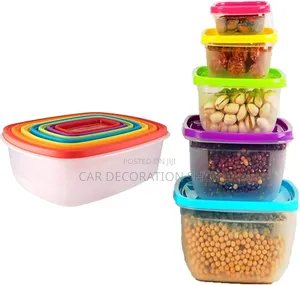 5pc Square Containers Plastic Food With Lids