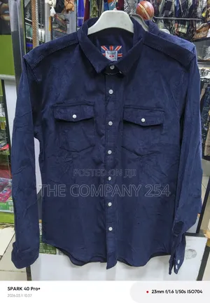 Quality Casual Denim Cordry Long Sleeved Collar Double Pocket Shirts