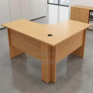 Office Desk; Curved Brown Home Office Study Desk