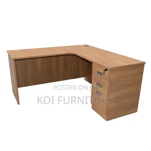Office Desk; Curved Brown Home Office Study Desk