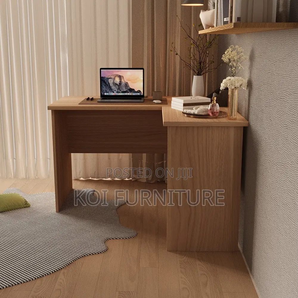 Office Desk; Curved Brown Home Office Study Desk