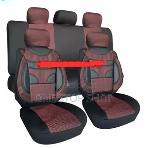 Maroon/Black Heavy Duty Seat Covers With Fabric and Leather Material