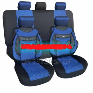 Blue_black Leather Fabric Material Full Universal 5 Seater Seat Covers
