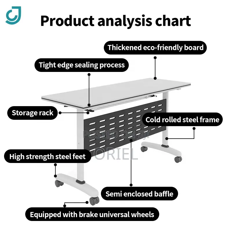 Office Study Table : Foldable Mobile Training Conference Table