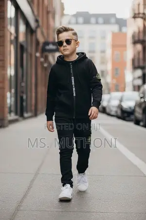 Stone Island Junior Zip-Up Hoodie and Matching Cargo Joggers
