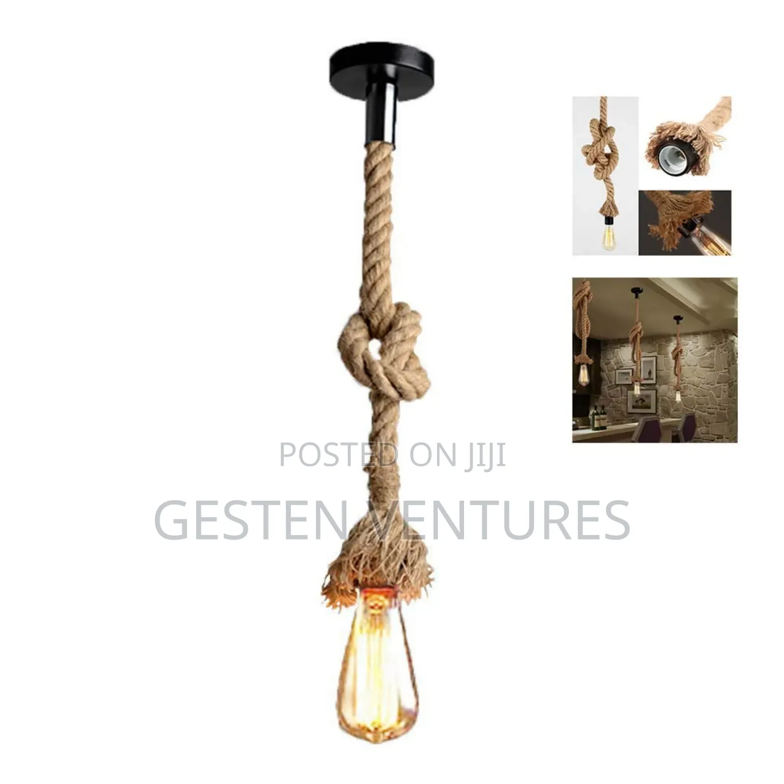 Modern 1m Sisal Rope Pendant Light Without Bulb