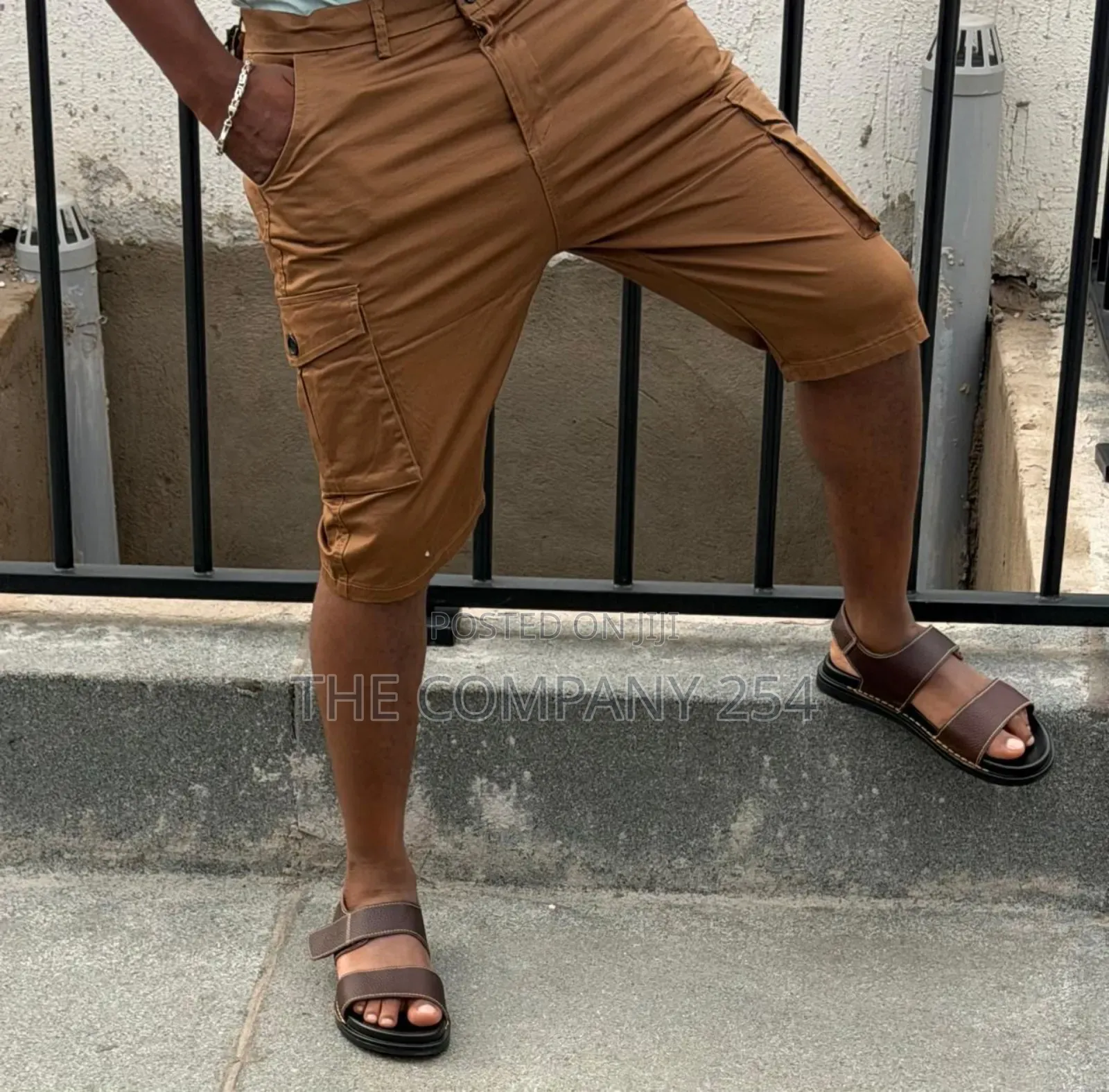 Quality Leather Men Side Pocket Cargo Shorts Available