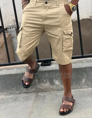 Quality Leather Men Side Pocket Cargo Shorts Available