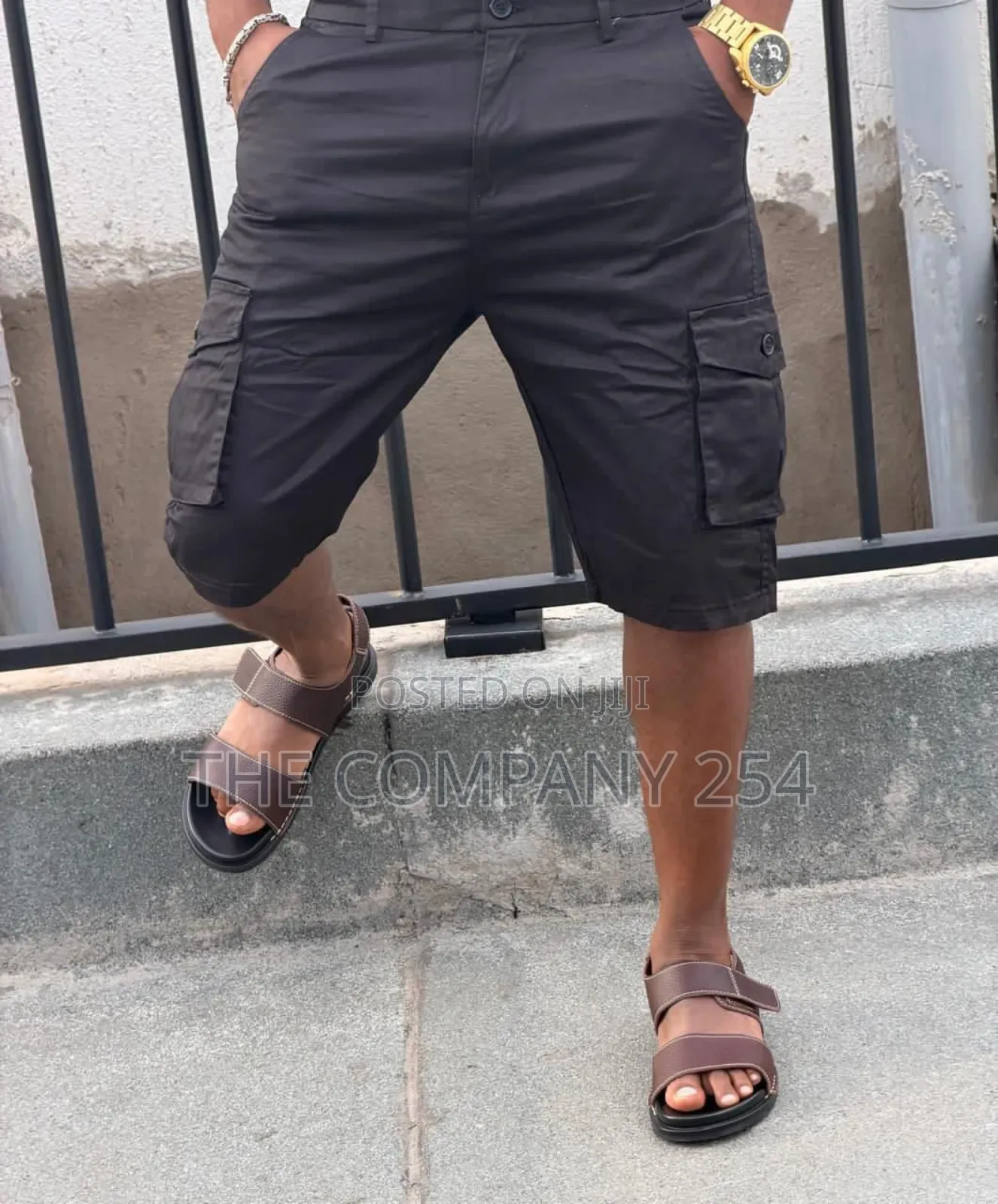 Quality Leather Men Side Pocket Cargo Shorts Available