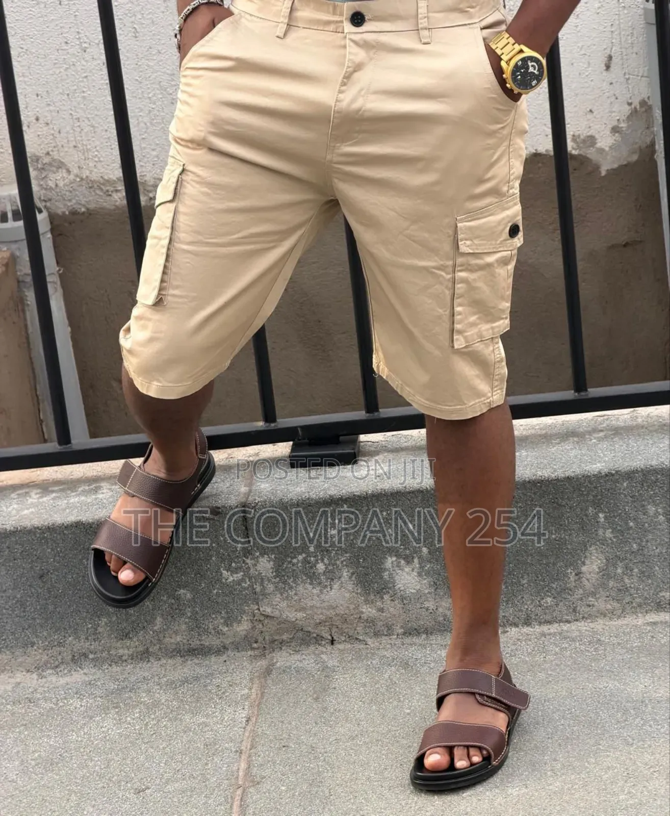 Quality Leather Men Side Pocket Cargo Shorts Available