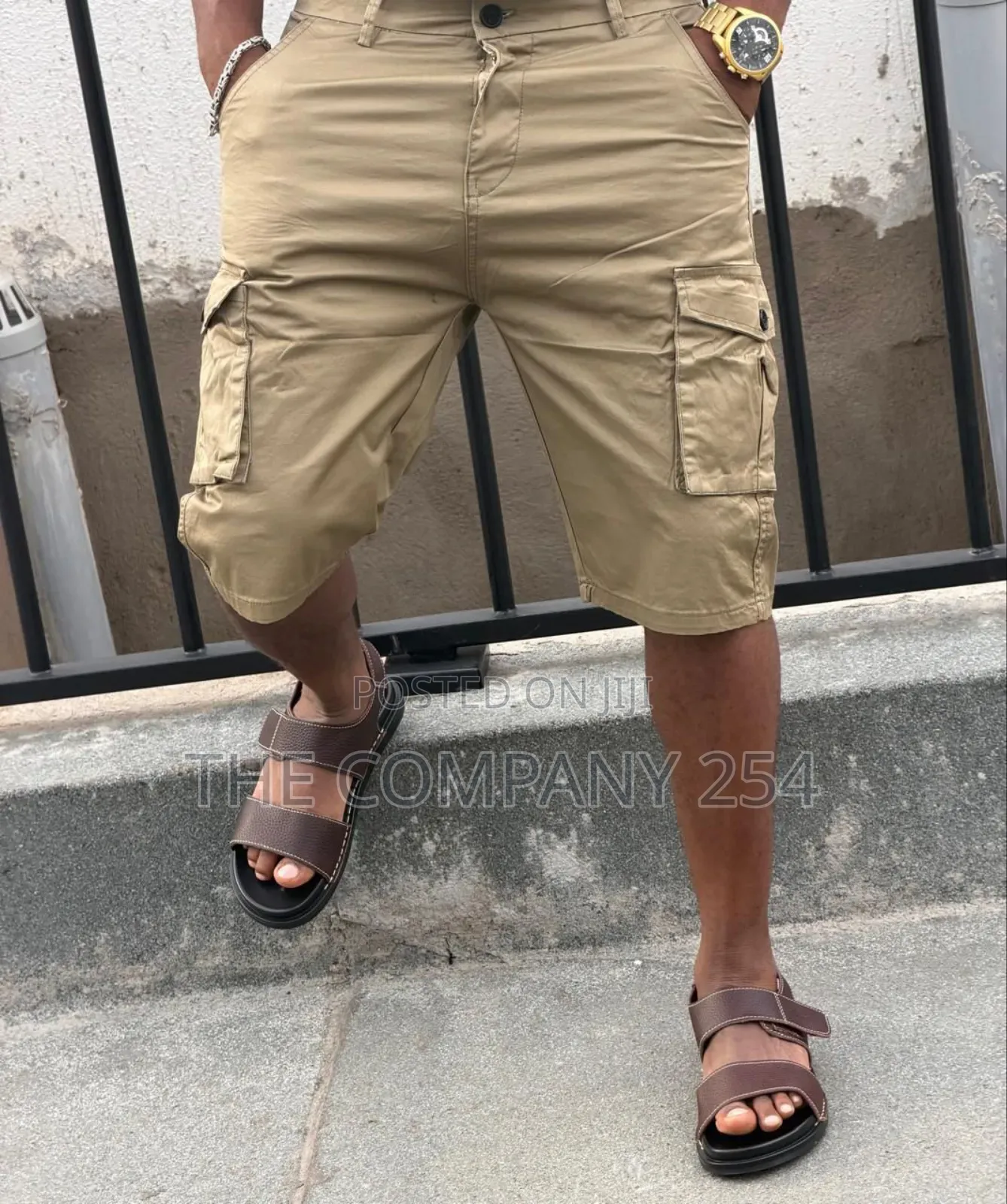 Quality Leather Men Side Pocket Cargo Shorts Available