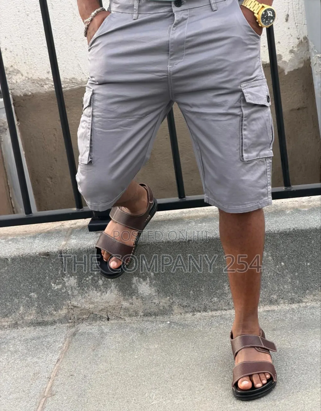 Quality Leather Men Side Pocket Cargo Shorts Available