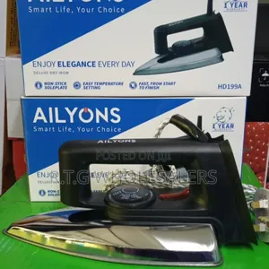 Ailyons Hd‐199a Electric Dry Iron Box – Silver Black