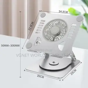Metallic Rotating Laptop Stand With Cooling Fan Adjustable Height