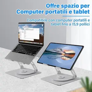 Metallic Rotating Laptop Stand With Cooling Fan Adjustable Height