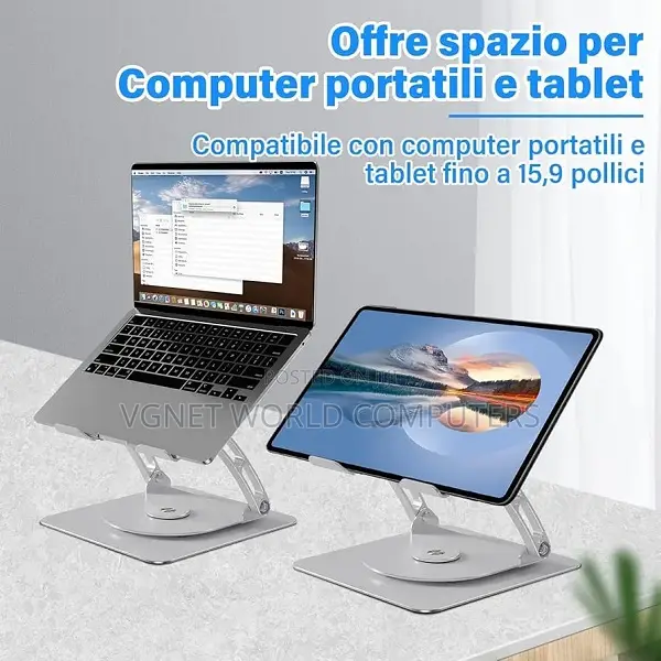 Metallic Rotating Laptop Stand With Cooling Fan Adjustable Height