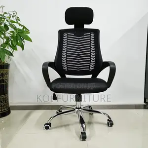 Office Chair; Adjustable Fabric Headrest Mesh Office Chair
