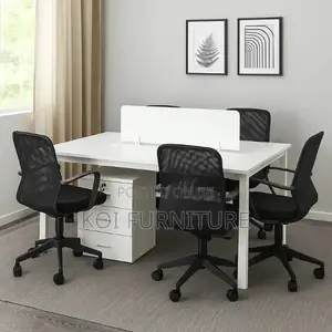 Office Workstation; Two Users White Office Table