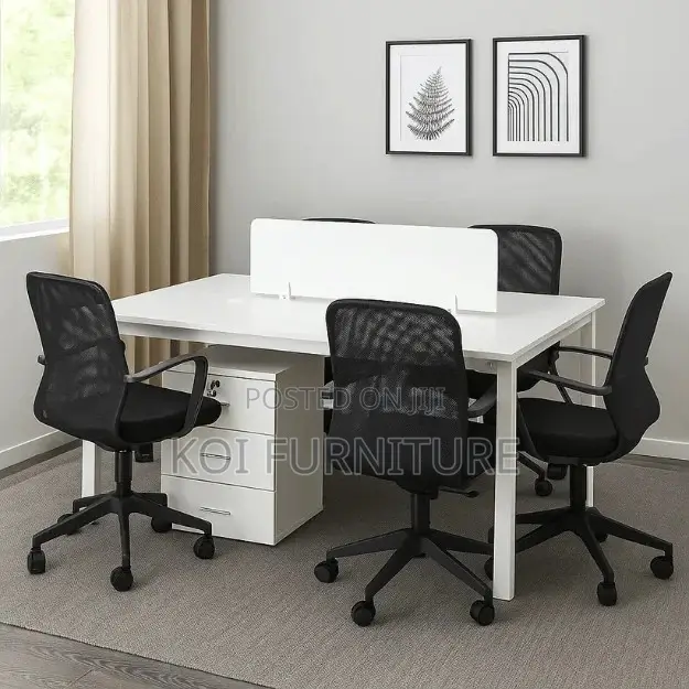 Office Workstation; Two Users White Office Table