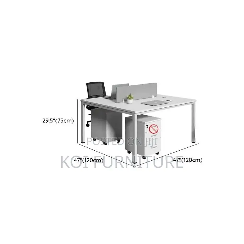 Office Workstation; Two Users White Office Table