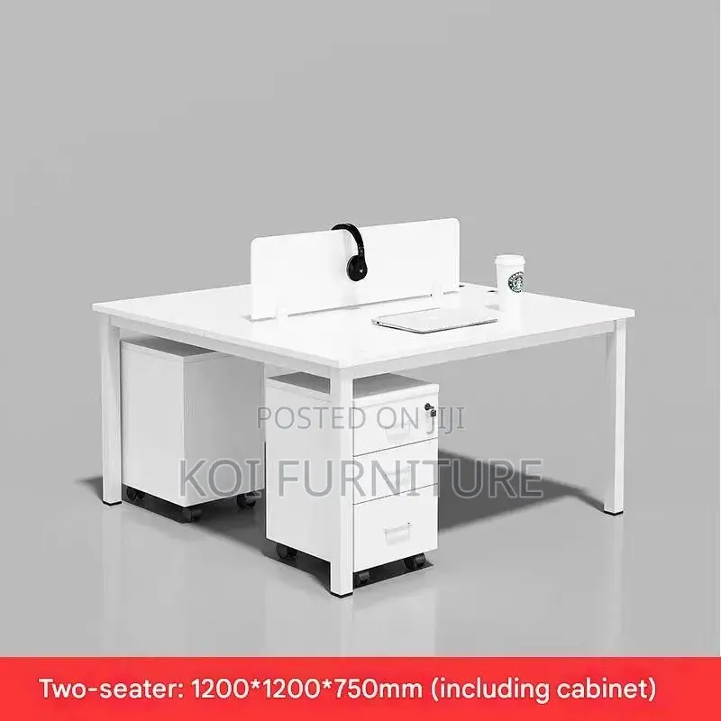 Office Workstation; Two Users White Office Table