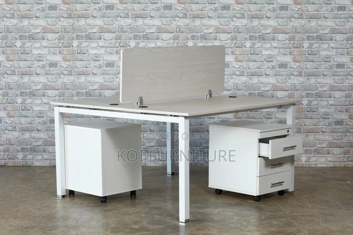 Office Workstation; Two Users White Office Table