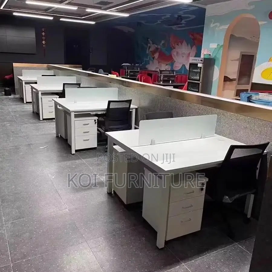 Office Workstation; Two Users White Office Table