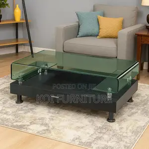 Coffee Table; Rectangular Coffee Table With Glass Top