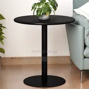 Coffee Table; Black Height Adjustable Home Office Round Coffee Table