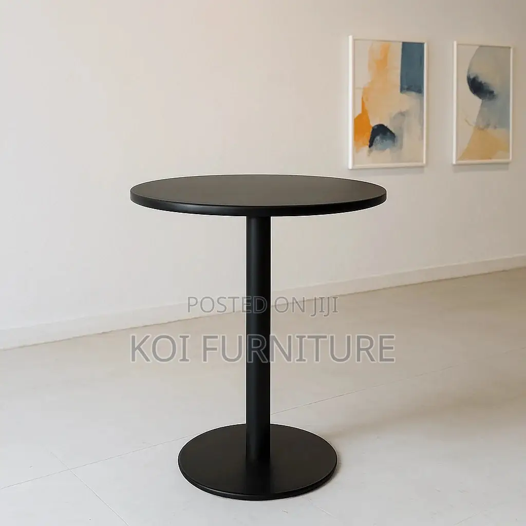 Coffee Table; Black Height Adjustable Home Office Round Coffee Table