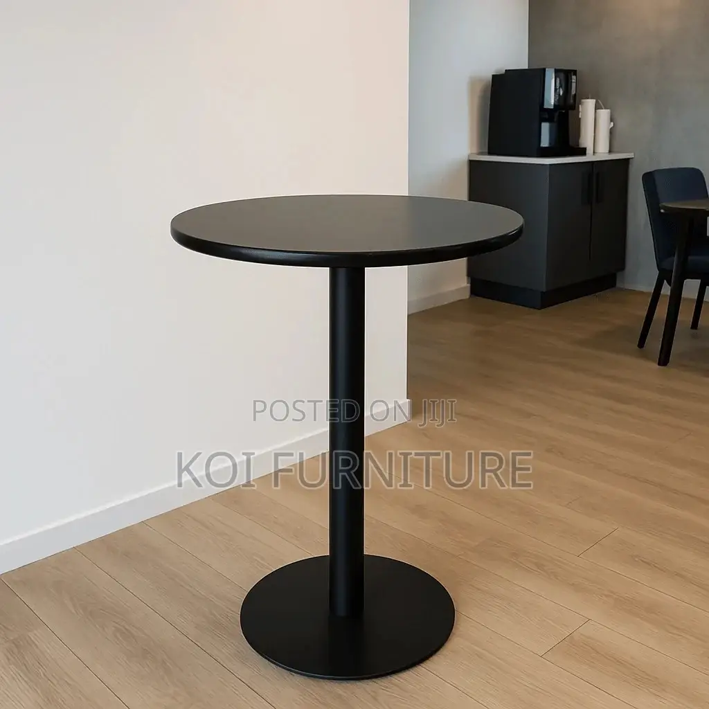 Coffee Table; Black Height Adjustable Home Office Round Coffee Table