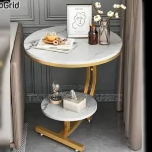 Console Bedside Cabinet Double Layer Marble Effect Coffees Table 