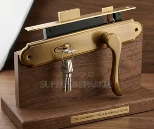 Brass-Finished GJS Door Lock Set
