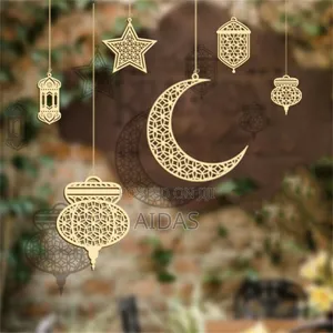 Set of 6 Ramadan Decorations – Ramadan Kareem Eid Wooden Decor Set