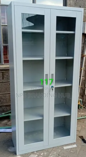 2 Door Full Glass Metallic Cabinet