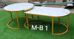 Nesting Coffee Table Set Featuring a Marble Effect MDF Top