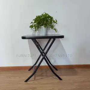 Foldable Table;Black Square Glass Foldable And Portable Dining Table