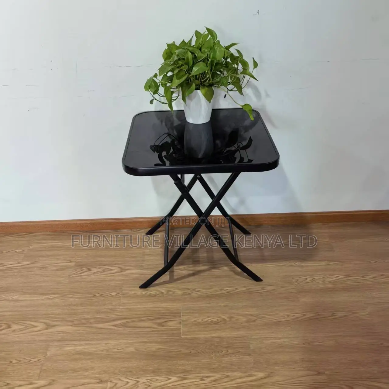 Foldable Table;Black Square Glass Foldable And Portable Dining Table