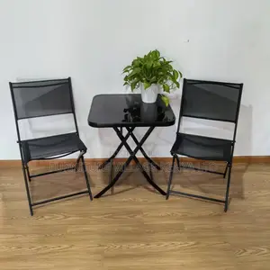 Foldable Table;Black Square Glass Foldable And Portable Dining Table